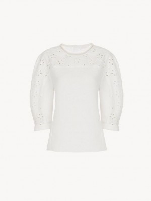 Chloe Balloon-sleeve Topit Valkoinen | CHE-SR13906