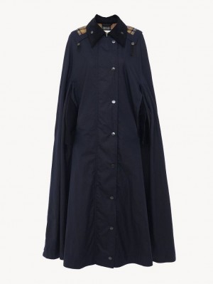 Chloe Barbour For "Hadrien" Long Cape Takit Laivastonsininen | CHE-SR13779