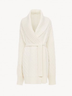 Chloe Belted Wrap Cardigan Neuleet Valkoinen | CHE-SR13957