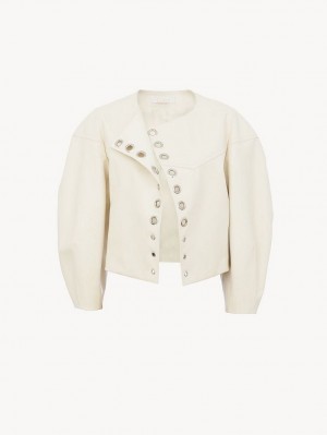 Chloe Boxy Jacket Leather Valkoinen | CHE-SR14104