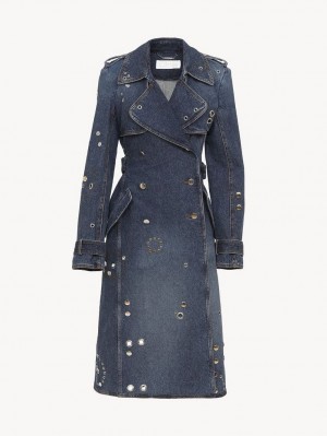 Chloe Embellished Trench Takit Sininen | CHE-SR13792