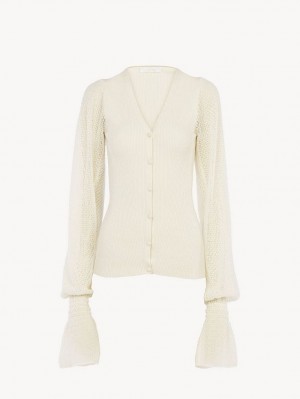 Chloe Fitted Cardigan Neuleet Valkoinen | CHE-SR13941