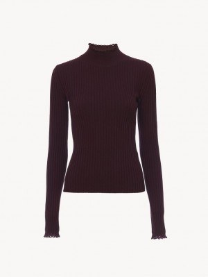 Chloe Fitted High-neck Neuleet Violetit | CHE-SR13961