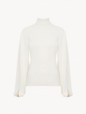 Chloe Fitted Mock-neck Neuleet Valkoinen | CHE-SR13958