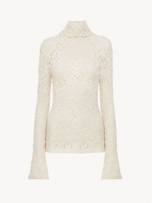 Chloe Fitted Turtleneck Topit Valkoinen | CHE-SR13908