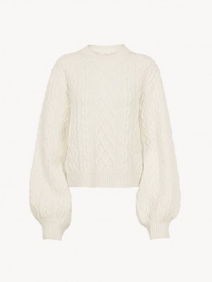 Chloe Generous Cable-knit Neuleet Valkoinen | CHE-SR13956