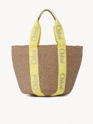 Chloe Large Woody Basket Kangaskassit Keltainen Beige | CHE-SR13330