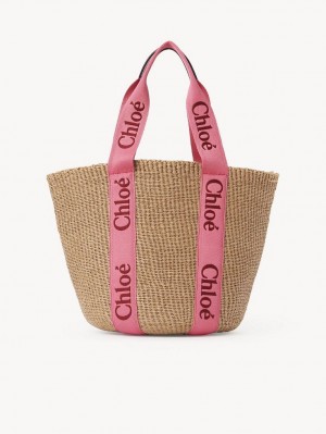 Chloe Large Woody Basket Kangaskassit Pinkki Punainen | CHE-SR13299