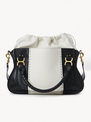 Chloe Marcie Large Double Carry Crossbody Laukut Mustat Valkoinen | CHE-SR13469