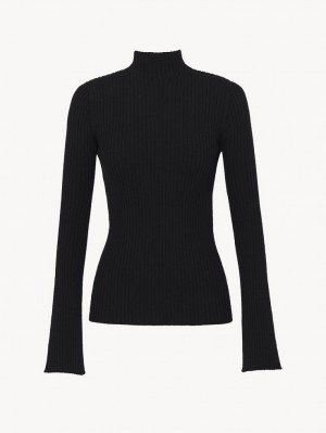 Chloe Mock-neck Neuleet Mustat | CHE-SR13919