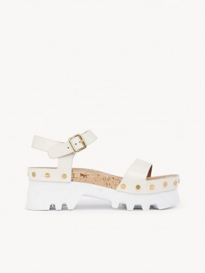 Chloe Owena Platform Sandaalit Valkoinen | CHE-SR14162