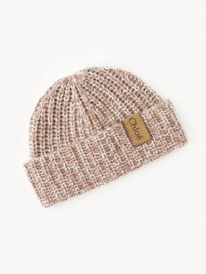 Chloe Paksu Neulottu Beanie Hatut Beige Pinkki | CHE-SR14474