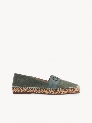 Chloe Piia Litteät Espadrille Vihreä | CHE-SR14143