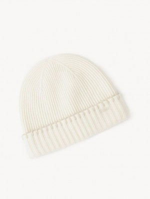 Chloe Ribbed Knit Beanie Hatut Valkoinen | CHE-SR14473