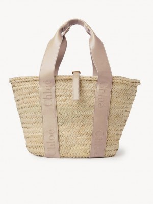 Chloe Sense Medium Basket Kangaskassit Beige | CHE-SR13382