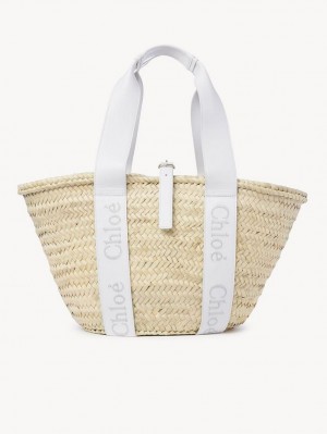 Chloe Sense Medium Basket Kangaskassit Valkoinen | CHE-SR13381