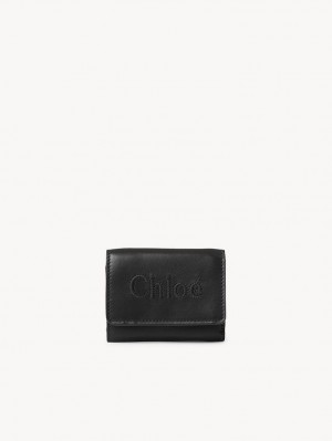 Chloe Sense Mini Tri-fold Pieni lompakko Mustat | CHE-SR14277