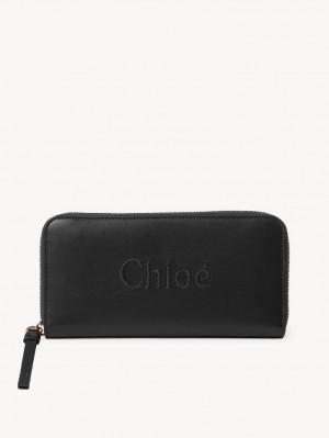 Chloe Sense Zippered Suuri lompakko Mustat | CHE-SR14300