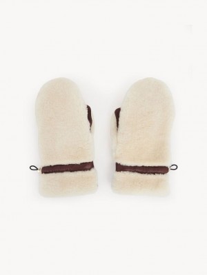 Chloe Shearling Mittens Hatut Beige Ruskea | CHE-SR14467