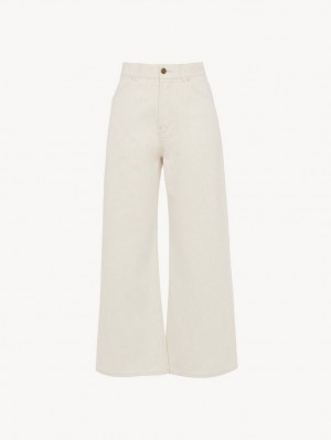 Chloe Stromboli Leveät Cropped Farkut Valkoinen | CHE-SR13995