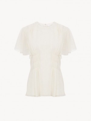 Chloe Wing-sleeve Topit Valkoinen | CHE-SR13912