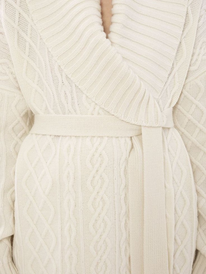 Chloe Belted Wrap Cardigan Neuleet Valkoinen | CHE-SR13957