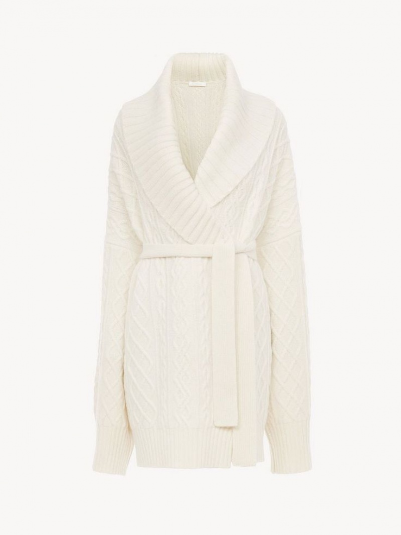 Chloe Belted Wrap Cardigan Neuleet Valkoinen | CHE-SR13957