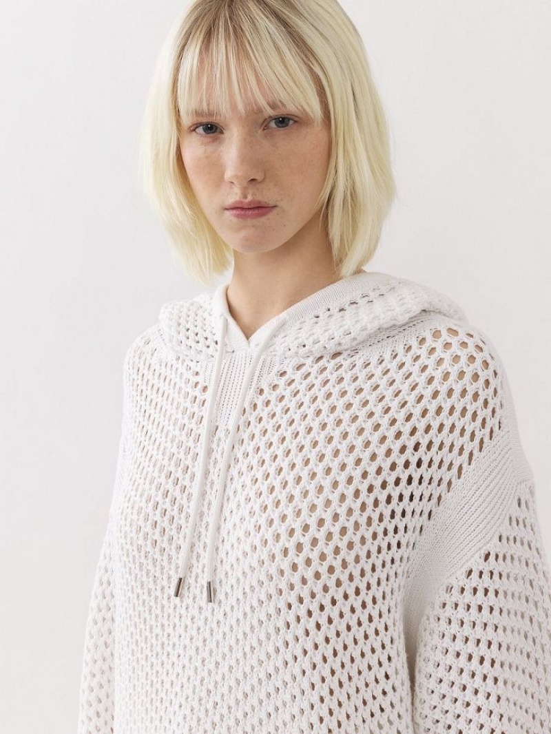 Chloe Crochet Hoodie Neuleet Valkoinen | CHE-SR13935