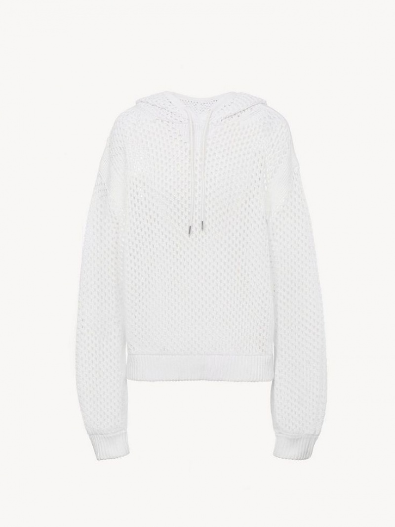 Chloe Crochet Hoodie Neuleet Valkoinen | CHE-SR13935