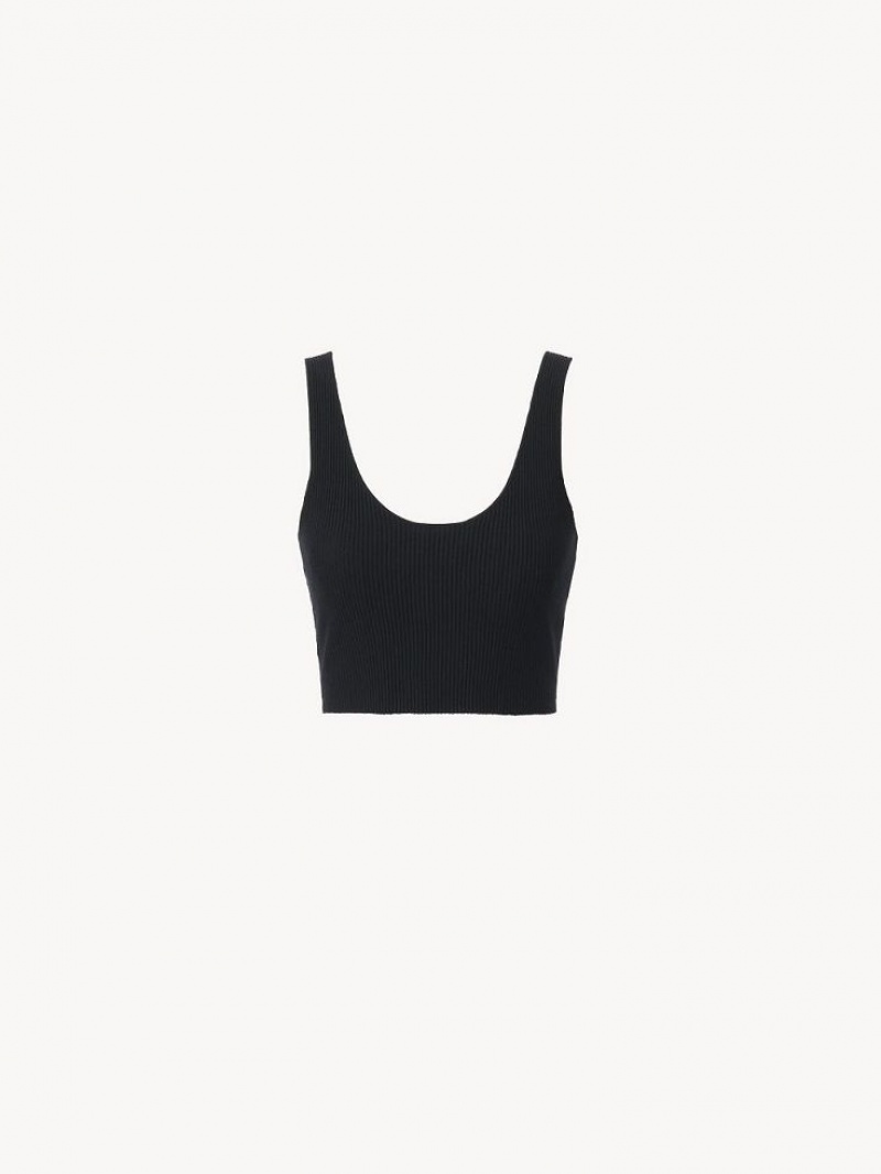 Chloe Cropped Tank Neuleet Mustat | CHE-SR13922