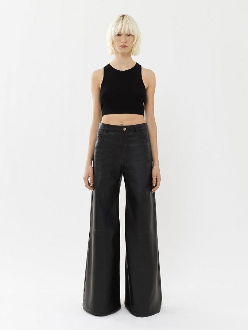 Chloe Cropped Topit Mustat | CHE-SR13882