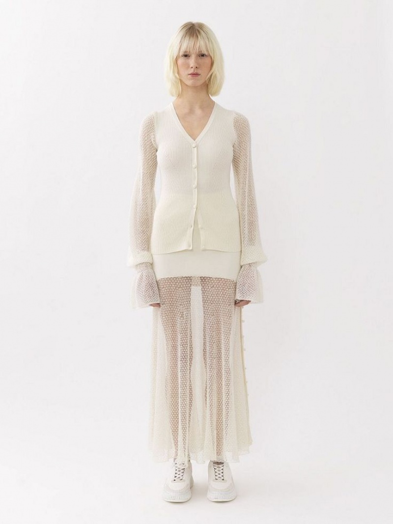 Chloe Fitted Cardigan Neuleet Valkoinen | CHE-SR13941