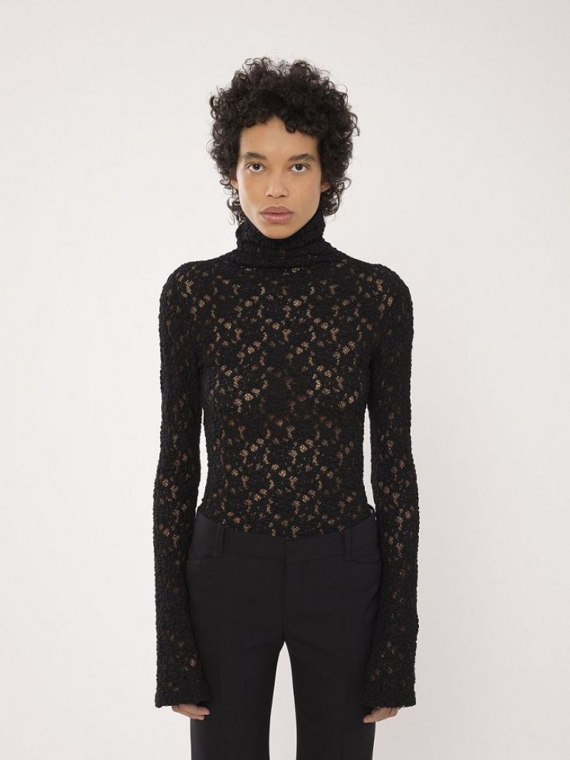 Chloe Fitted Turtleneck Topit Mustat | CHE-SR13911