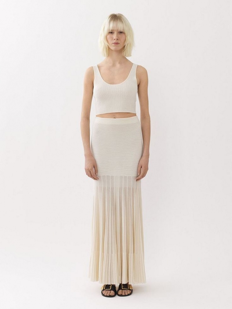 Chloe Flared Maxi Neuleet Valkoinen | CHE-SR13940