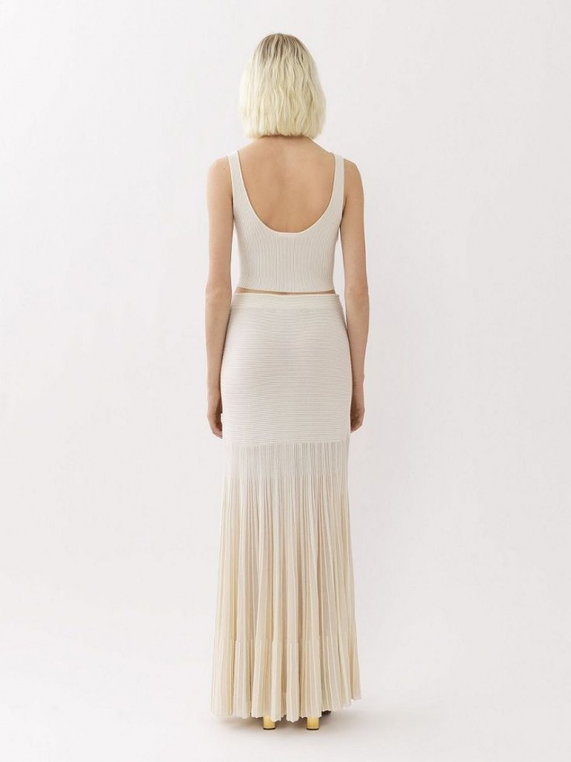 Chloe Flared Maxi Neuleet Valkoinen | CHE-SR13940