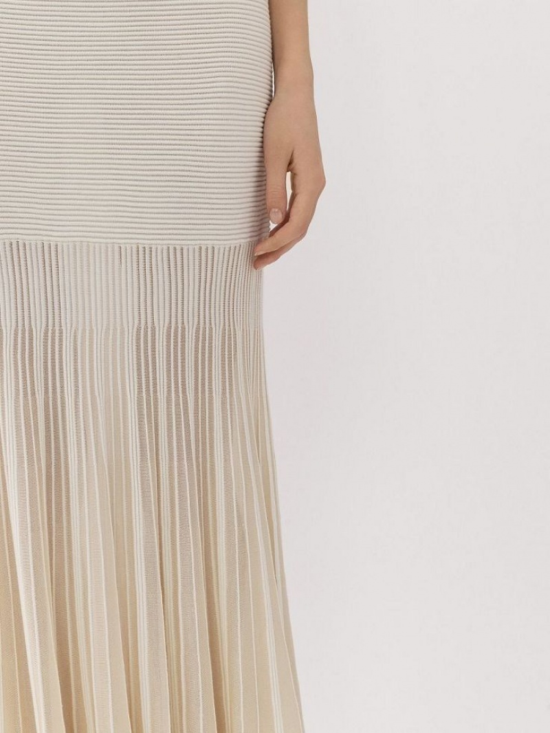 Chloe Flared Maxi Neuleet Valkoinen | CHE-SR13940