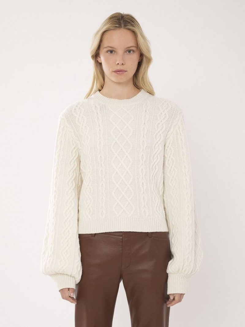 Chloe Generous Cable-knit Neuleet Valkoinen | CHE-SR13956