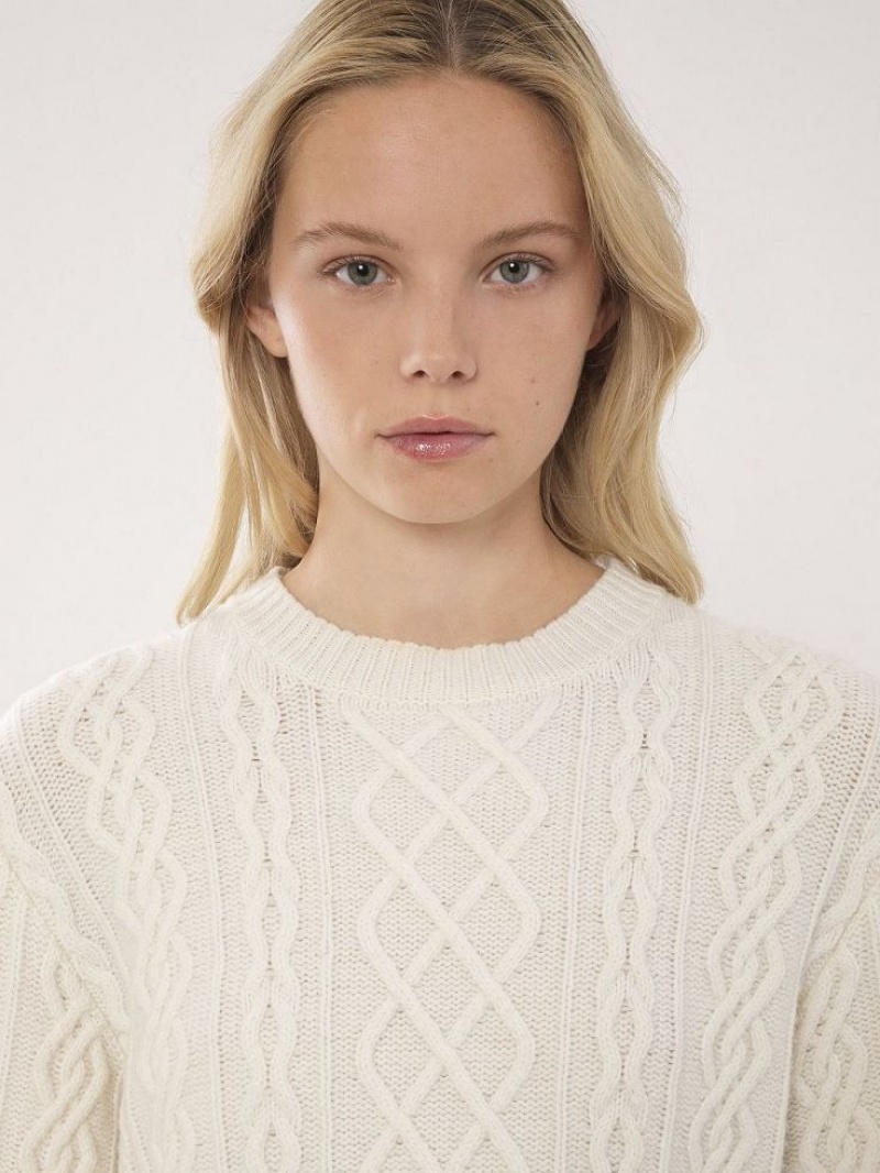 Chloe Generous Cable-knit Neuleet Valkoinen | CHE-SR13956