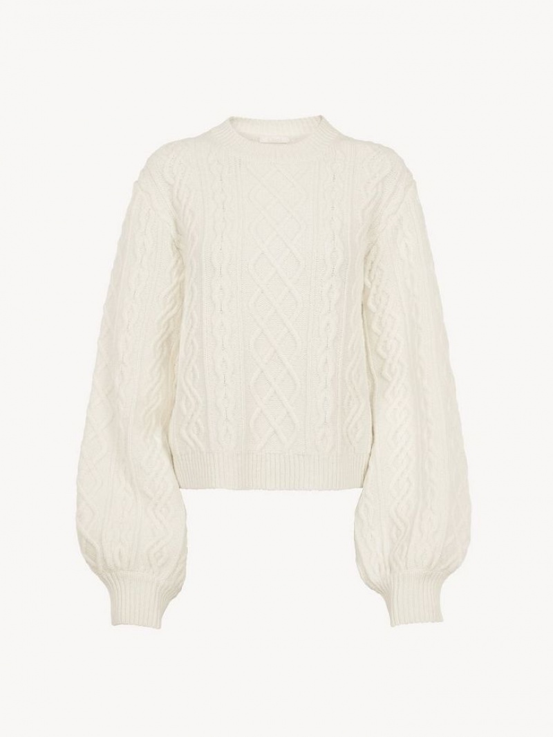 Chloe Generous Cable-knit Neuleet Valkoinen | CHE-SR13956