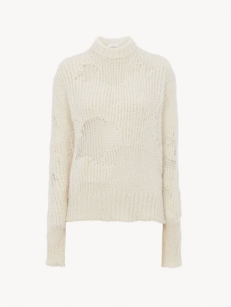 Chloe Generous Mock-neck Neuleet Valkoinen | CHE-SR13953