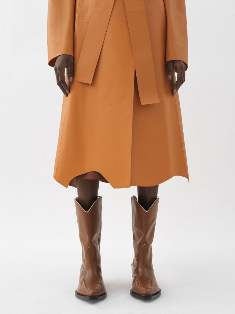 Chloe Generous Wrap Coat Leather Oranssi | CHE-SR14100