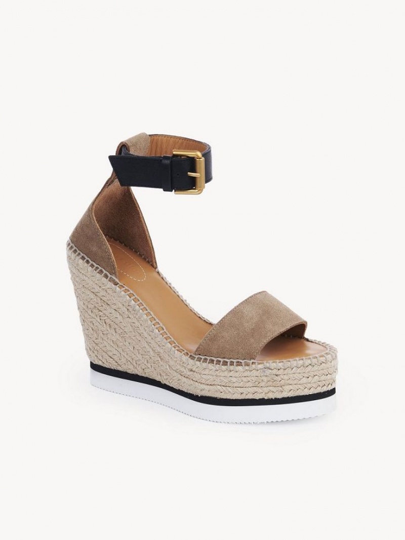 Chloe Glyn Espadrille Wedge Khaki | CHE-SR14816