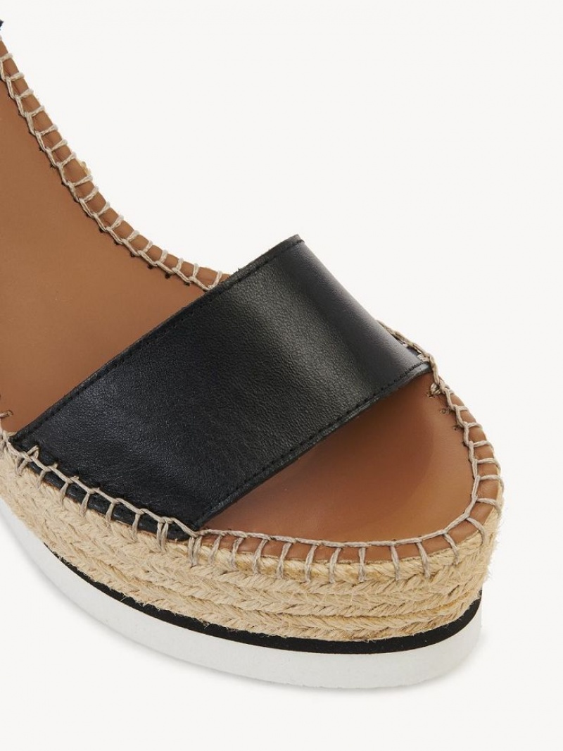 Chloe Glyn Espadrille Wedge Mustat | CHE-SR14839