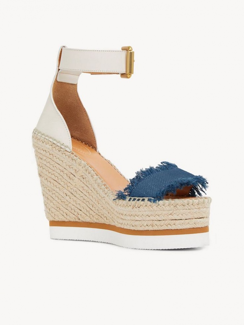 Chloe Glyn Fringed Espadrille Wedge Syvä Sininen | CHE-SR14827