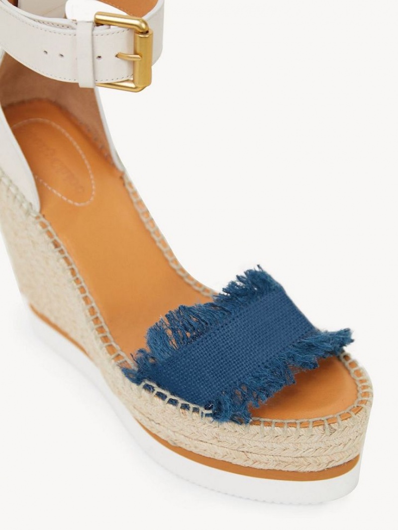 Chloe Glyn Fringed Espadrille Wedge Syvä Sininen | CHE-SR14827