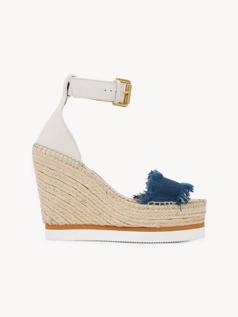 Chloe Glyn Fringed Espadrille Wedge Syvä Sininen | CHE-SR14827