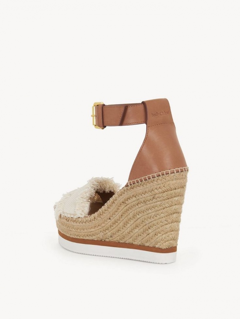 Chloe Glyn Fringed Espadrille Wedge Valkoinen | CHE-SR14804