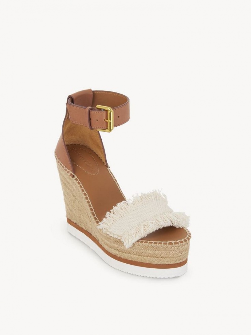 Chloe Glyn Fringed Espadrille Wedge Valkoinen | CHE-SR14804