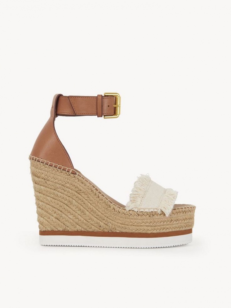 Chloe Glyn Fringed Espadrille Wedge Valkoinen | CHE-SR14804