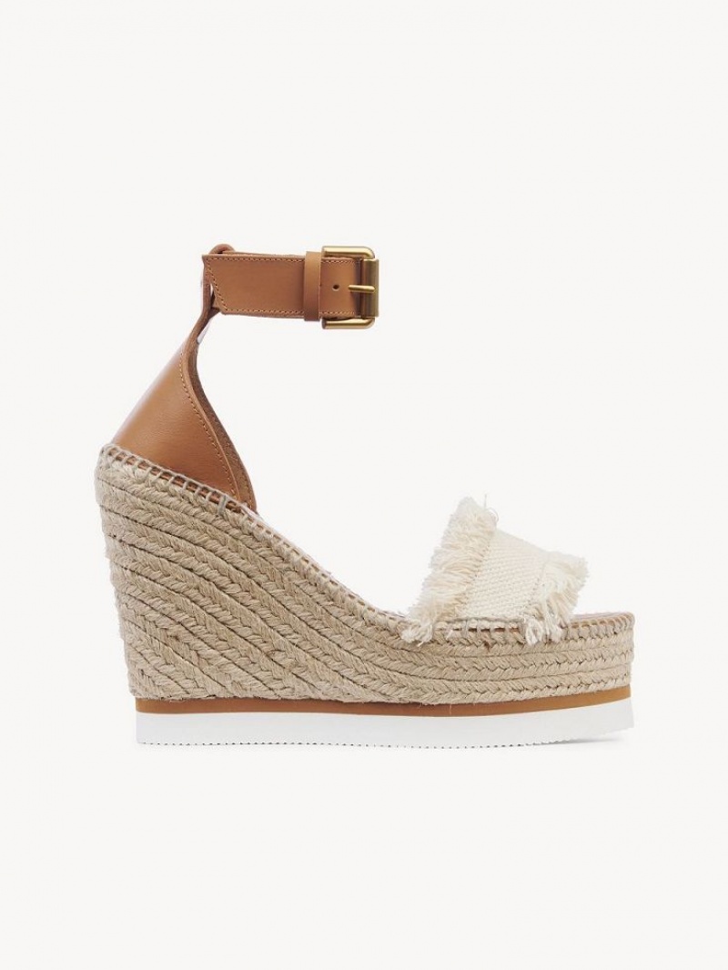 Chloe Glyn Fringed Espadrille Wedge Valkoinen | CHE-SR14842